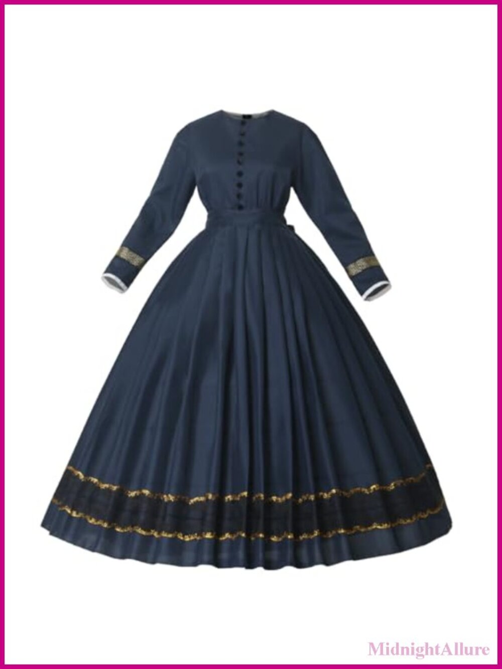 Victorian Civil War Dress with Hoop Skirt, Costume